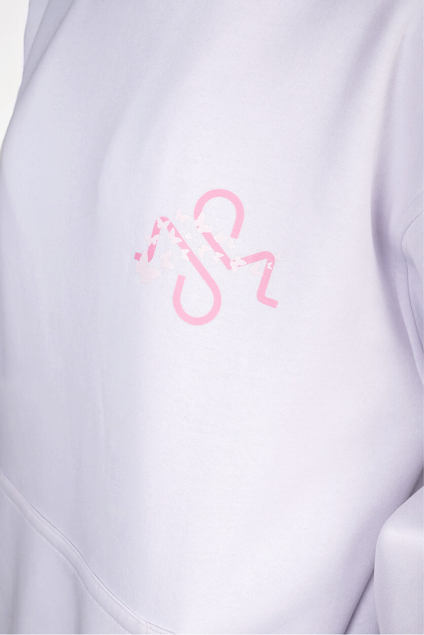 White Padded Hoodie Thumbhole Sleeve